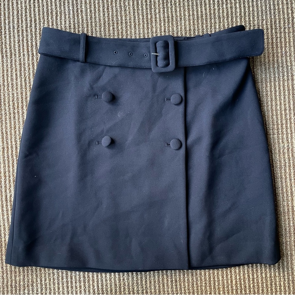 Black Boden Belted Pencil Skirt Buttons 10 Secretary